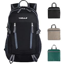 Tomule Mochila Senderismo 25L Mujer,Mochila Impermeable Hombre Montaña,Mochila Deporte Plegable Negro