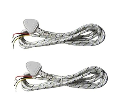 VT - Iron 3Pin AC Power Cotton Cord Wire (Pack of 2)