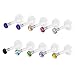 Aprilsky Mixed Czech Crystal Gem 16G Acrylic Labret Stud Monroe Bar Lip Ring Stud Piercing Set - 10 Pieces