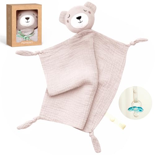 Momcozy Bear Loveys for Babies with Cotton - Soft Security Blanket for Boy or Girl for Self-Soothing On-The-Go-Portable & Anti-Drop Design - Newborn GiftMust HavePink Bear 14 inch