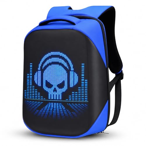 Image of Smart LED Backpack with App Control Digital Display, Programmable Pixel Screen Laptop Backpack for Men Women, Water Resistant Anti Theft USB School College Travel Gaming Bag Fits 15.6 Inch Laptop