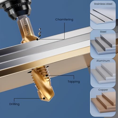 Image of Serplex 6Pcs Drill Bit Set & 5Pcs Screw Extractors, M3-M10 Metric Sizes, High-Speed Steel Drill Bits, Universal 1 /4 inch Hex Shank Drilling Bits with Drilling Chuck Adapter