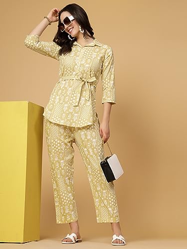 Image of Pistaa's Women Summery Floral Cotton Co-ord Set