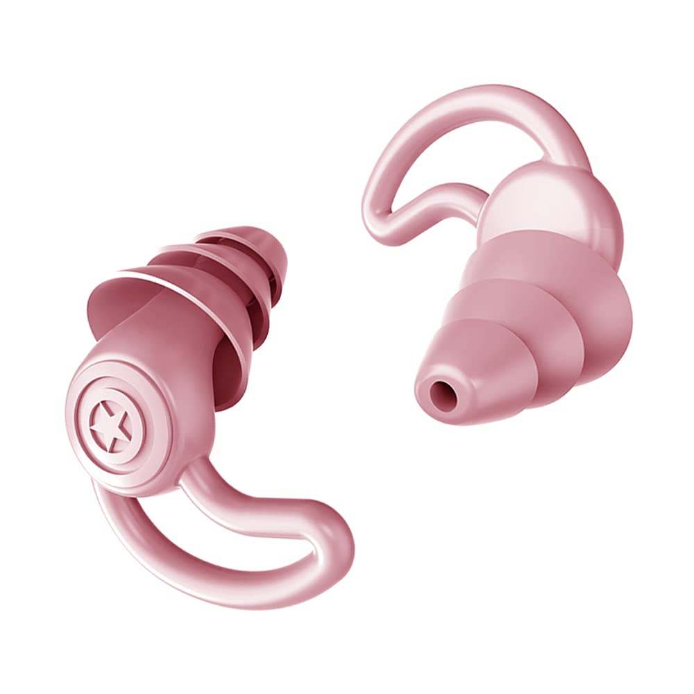 Booge 1 Pair Silicone Quiet Ear Plugs for Noise Reduction, Reusable Soft Hearing Protection Ear Plugs for Noise Cancelling for Sleep, Noise Sensitivity, Dormitory, Work, Travel, Sleep Snoring - Pink