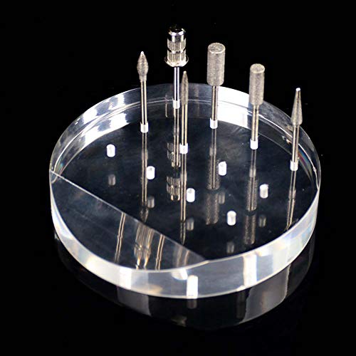Soporte acrílico para 12 brocas de uñas transparente miniatura 5