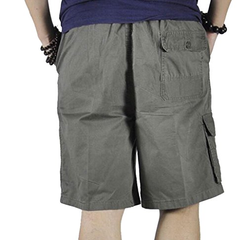 Xinnande Mens Cotton Twill Light Weight Loose Fit Cargo Short With Full Elastic Waist Army Green 32 thumb #2