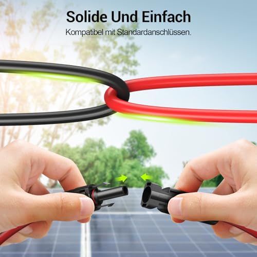 Solarkabel 4mm²/6mm², Solarkabel Verlängerung, Solarkabel Verlängerungskabel(Rot/Schwarz) (4mm² 2M)