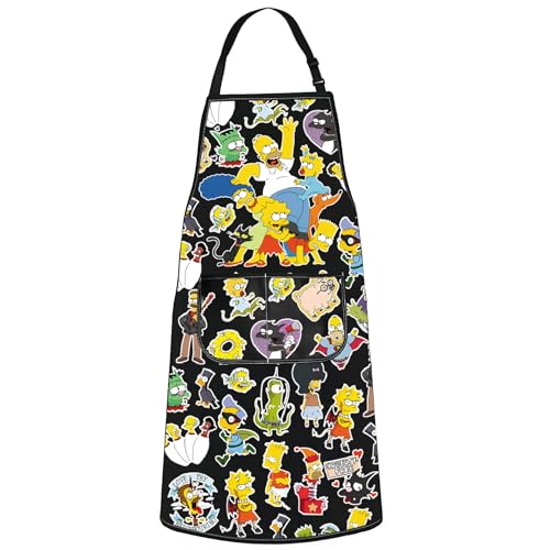 WZMPA Homer Family Tablier de cuisine Homer & Bart Cadeau pour les fans de Marge Simpson & Lisa & Maggie Homer Family Merch (Ap)