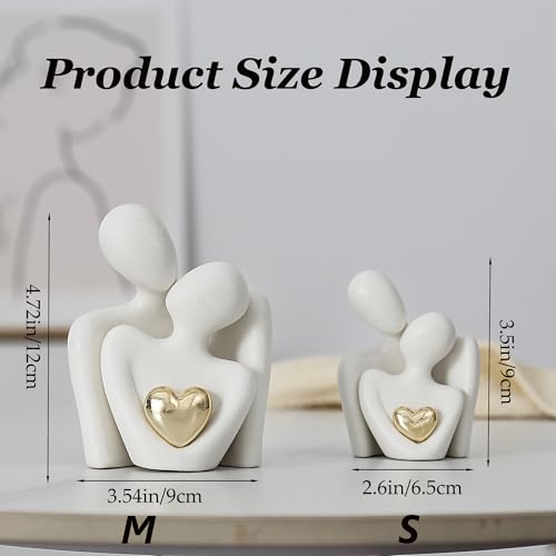 Hugging Couple Statue Ceramic Lover Figurine Home Decor is a Romantic Gift for Her on Wedding Anniversary and Valentines, TV Stand Decoration Knick Knacks for Shelves (M) - Image 3