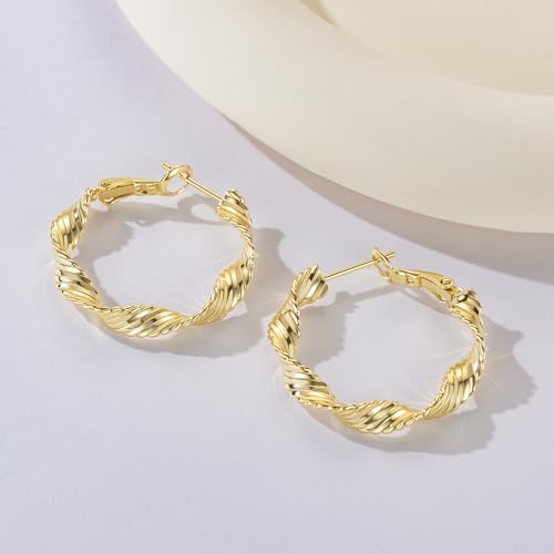 14K Gold Earrings for Women Gold Hoop Earrings for Women Twisted Mobius Hoop Earring for Womens Hoops Thick Light Radiant Hoops Earring for Womens 30mm4