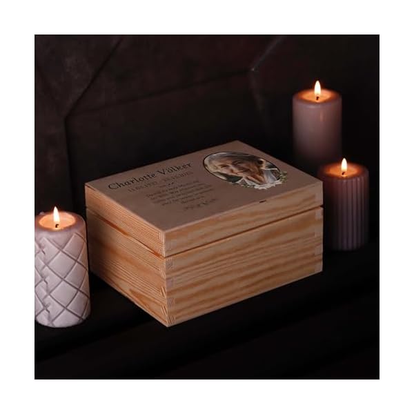 LAUBLUST Trauer Erinnerungsbox - Trauerkiste Personalisiert mit Name, Wunschtext oder Foto | Erinnerungsbox Verstorbene - Holzkiste Natur, FSC® – Bild 3
