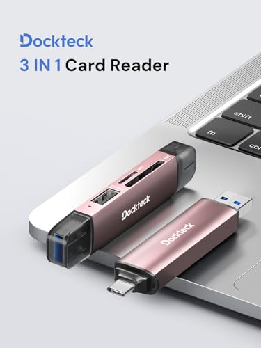 Image of Dockteck SD Card Reader, USB3.0, 3-Slot USB A /C to Micro SD Adapter,Pink | 5G Super Speed, Memory Card Reader for UHS-I SD /Micro SD /SDHC /SDXC /MMC, OTG Support, Plug&Play,Compatible with Macbook iphone