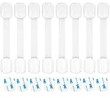 Ertzinla Child Baby Safety Cupboards Straps Locks (8 Pack) for Cabinets Drawers Toilet Fridge, Easy Installation, No Drilling Required, White