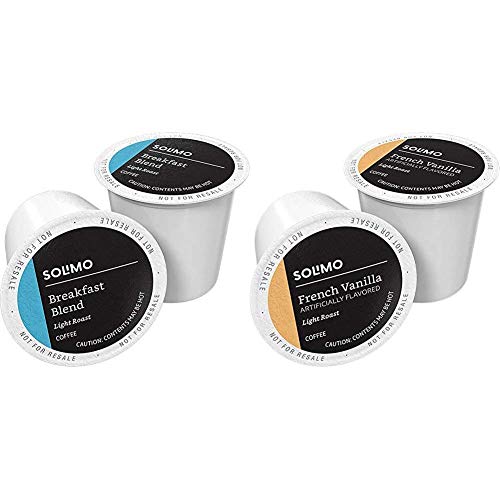 Amazon Brand - 100 Ct. Solimo Light Roast Coffee Pods, Breakfast Blend, Compatible & 100 Ct. Solimo Light Roast Coffee Pods, French Vanilla Flavored, Compatible With Keurig 2.0 K-Cup Brewers #TOP19