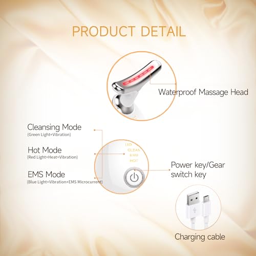 ASEXETIC Neck Face Beauty Device, Skin Care Facial Massager, 3 in 1 Portable Face Massager for Skin Care, Face Sculpting Tool, Vibration, Thermal, Microcurrent - Thumbnail 5