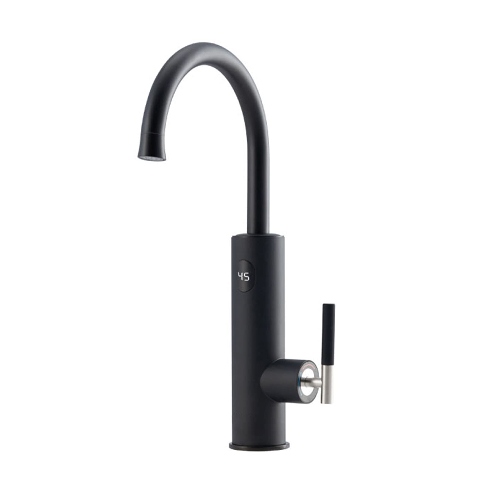 Rubinetto da Cucina Nero Opaco, Rubinetto per scaldabagno Elettrico, Rubinetto per Acqua istantanea Senza Serbatoio, Rubinetto per Riscaldamento rapido con Display Digitale a LED, Miscelatore per