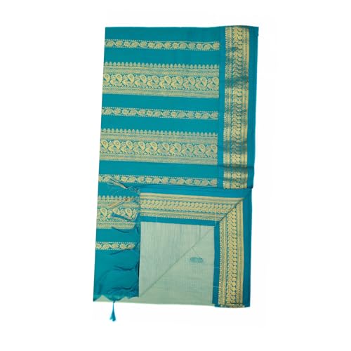 Image of Pure Kalyani Cotton Saree | Zari Border & Blouse Piece - Lata Gadwal Design | Traditional Saree