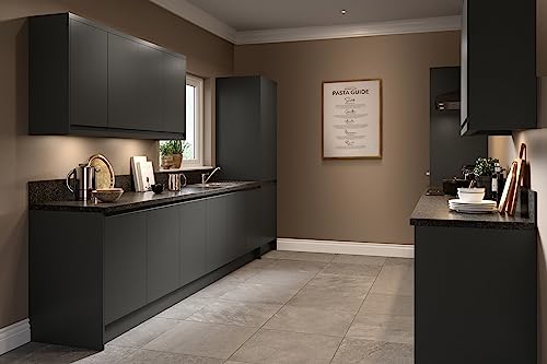 Kitchen Kit Flatpack Bridging Wall Cabinet - Screwless Quick Build Kitchen Unit - J-Pull Door - Wall Mounted Unit - 600x720mm - Graphite Matt - Image 2