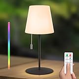 😊【Fully Functional】:Kabellose Tischlampe, 8 Farben können automatisch gewechselt werden oder Sie können frei wählen. Sie können die Helligkeit und die Geschwindigkeit des Wechsels einstellen, und es gibt eine spezielle Funktion zur Simulation von Kerzenlicht. Kabelzugschalter, Fernbedienung, um den Vorlieben jedes Kunden gerecht zu werden.
