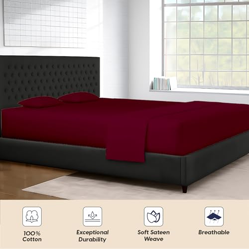 Image of SGI bedding 108 inchx80 inch 4 Pc Florida King Sheet Set 600 TC 18 inch Deep, Burgundy