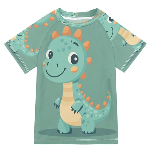 MNSRUU Toddler Boy Rash Guard Short Sleeve Swim Shirt Cartoon Dinosaurs Print Rashguard 3T Beach Shirts Quick Dry,81
