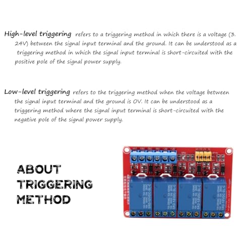 Uadme 4 Kanal Relais Modul, DC 12V Relaismodul mit Optokoppler Isolation High und Low Pegel Trigger, Elektronisches Relais Optokoppler Relaismodul, Starke Fahrfähigkeit