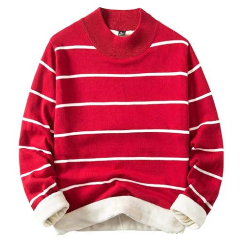 Pull homme vintage col V laine grande taille vêtement hiver chaud à motif