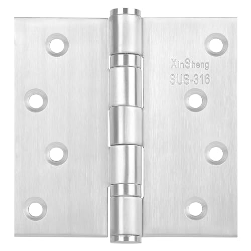 XinSheng 316 Stainless Steel Door Hinges 4x4 Inch Heavy Duty Marine-Grade Rust Proof Ball-Bearing Hinges for Interior & Exterior Outswing Doors, Gates, High-Salt Environments 3 Pack