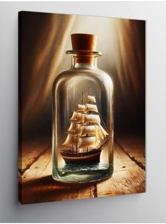 Tablo Mega Kanvas Tablo Kavanozun Içindeki Gemi 70 X 100 Cnvsdkey-116070-70-100 - Görsel 1
