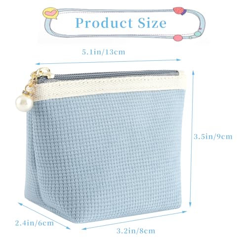 Image of Teircno Preppy Corduroy Period Bag for Women, Cute Sanitary Napkin Storage Bag Portable Period Pouch with Pearl Zipper, Sanitary Pads Bag Tampons Holder for Purse, First Period
