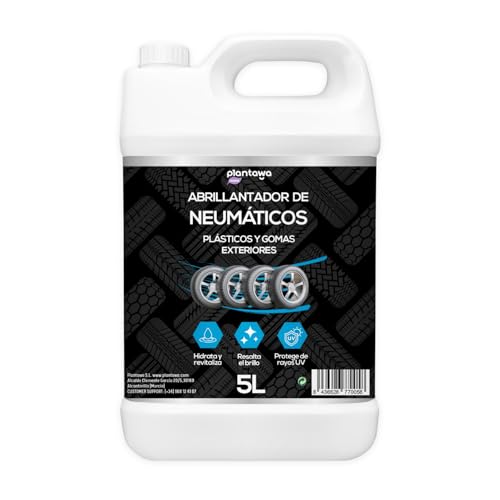 PLANTAWA Abrillantador de Neumáticos 5L | Recuperador de Plásticos y Gomas Coche | Hidratador y Restaurador de Plásticos | Brillo y Protección Duradera para Coche y Moto