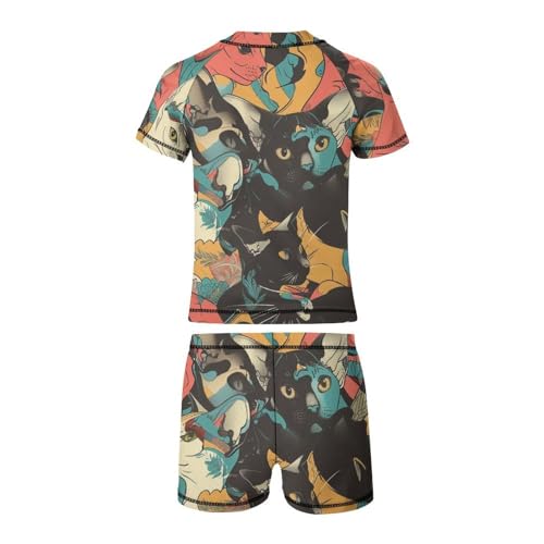 Sphynx Cats PatternChildren's Casual Swimsuit Set - Simple and Versatile9-11Y（140cm）4