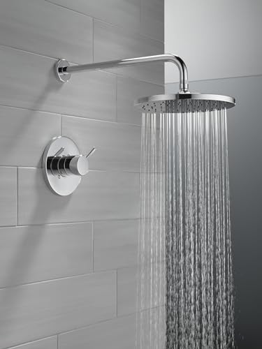 Image of Delta Modern 14 Series Round Rain Shower Faucet Set, Chrome Shower Head and Handle Set, Valve Trim Kit, Chrome T14269-PP (Valve Not Included)
