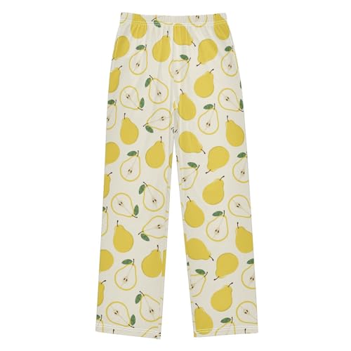 ZZXXB Pear Print Boys Long Pants Soft Trousers Elastic Waist Kids Lounge Bottoms with Pockets S-XL