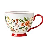 Mug américain créatif en céramique peinte à la main 450 ml - Four à micro-ondes - Peut utiliser une grande capacité - Tasse à céréales - Fleur de bégonia