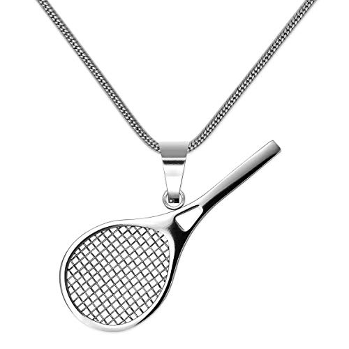 SoulCats Raquette de Tennis Pendentif avec chaîne en Acier Inoxydable