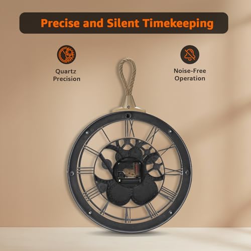 Image of Amazon Basics Plastic Wall Clock with Rope for Hanging, Skeleton Dial Design, Lightweight & Durable, 32 cm Diameter x 4.5 cm Width, Ideal for Indoor Decor - White