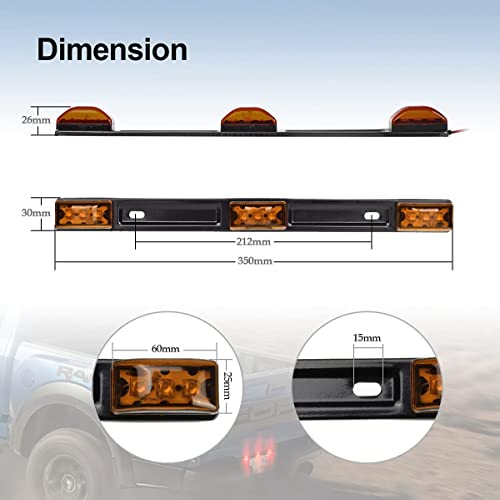 Image of Partsam Amber 12V LED Tow Truck Light Bars, LED Identification Bar Lights Marker Lights, 14.17 inch Amber ID Bar Marker Lights, Truck Trailer Identification Light Bar for Trailers Over 80 inch Wide