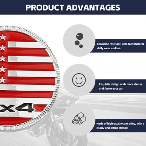 Image of CONGCONG 2Pcs 4X4 Metal Automotive Emblem, 3D Metal Car Badges Round Emblem Decals Stickers Compatible with Jeep Wrangler Vehicles Trucks.