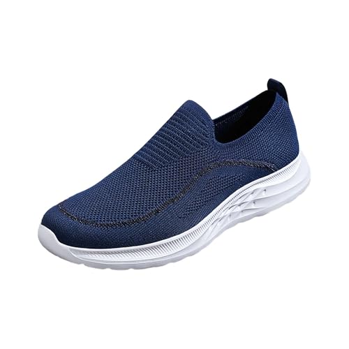 Zapatillas de correr ligeras para hombre, zapatillas deportivas para el tiempo libre, de malla, transpirables, sin cordones, para correr, tenis, fitness, correr, zapatos de verano para hombre, azul