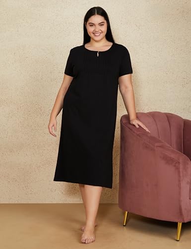 Image of Amazon Brand - Symbol Women Cotton Calf Length Regular Fit Nighty | Night Dress (Available in Plus Sizes)