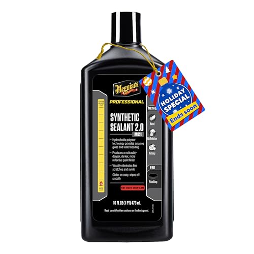 Meguiar's Professional Synthetic Sealant 2.0 M2116 - Premium Synthetic Car Paint Sealant, Long-Lasting Protection, Additional Gloss and Hydrophobic Properties for High Water Beading, 16 Oz Liquid