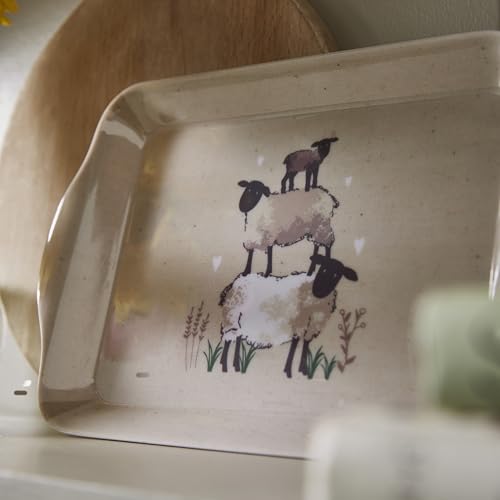 Cooksmart Highland Sheep Scatter Tray | Piccolo vassoio da portata progettato nel Regno Unito | vassoi in melamina e plastica con stampa di pecore e natura | leggero e resistente | vassoio decorativo - immagine 4