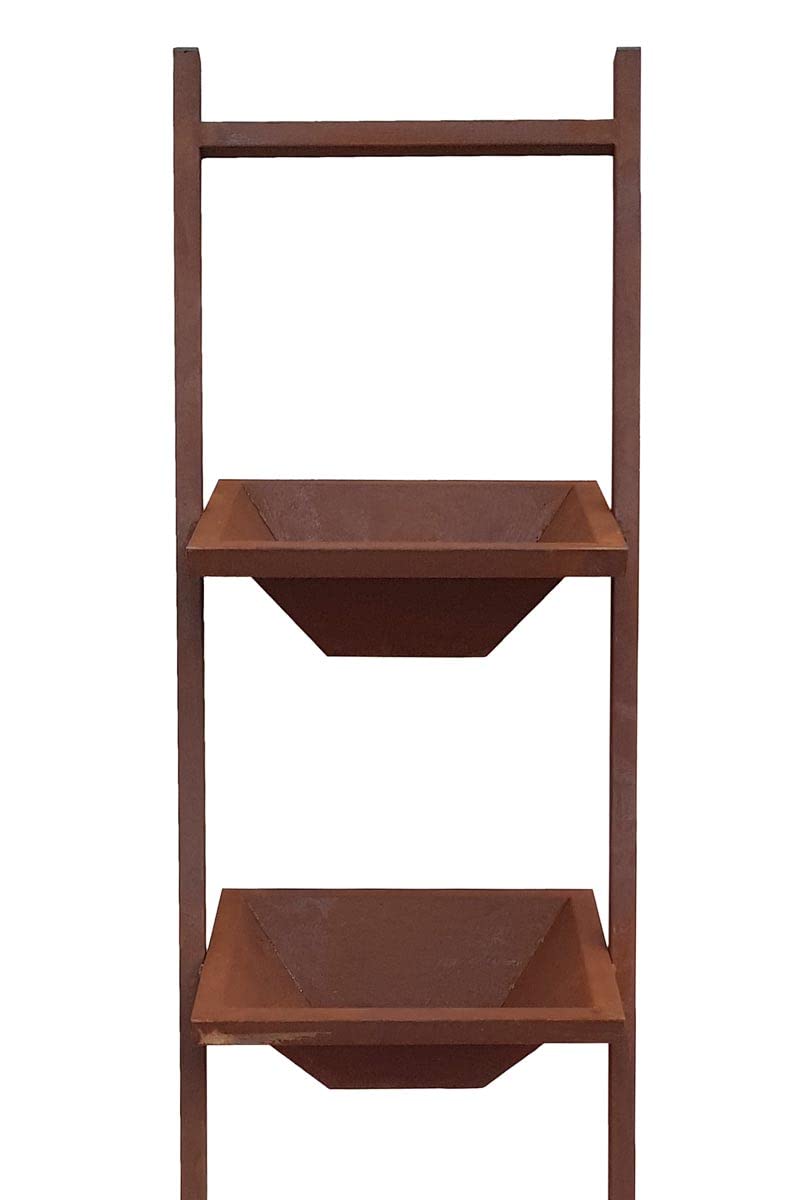 KUHEIGA Pflanzleiter Metall, H: 148cm Edel-Rost Regal Blumentopf Dekoleiter Vintage
