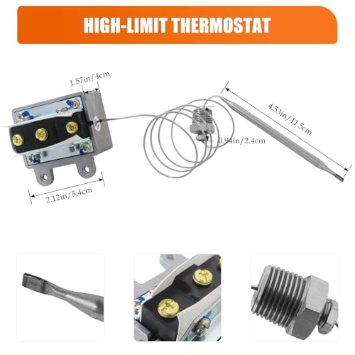 Interruptor Termostato de Límite Alto de Repuesto para Freidora Royal Range 3112 Ajusta a Anets 42564 Freidora 1177 42564 P8905-02 para Freidora Caja de Empaque 3/8" Mpt Funciona con Sistemas de Milivolt miniatura 2