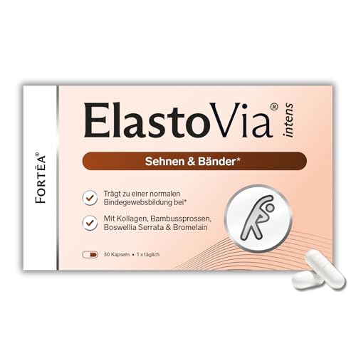 FORTEA® - Sehen & Bänder Kapseln in Apothekenqualität - ElastoVia - Für Sehnen und Bänder entwickelt - Komplex mit Boswellia Serrata Extrakt, Bromelain, Vitamin C und D - 30 Stück