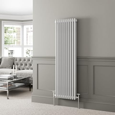 DuraTherm® 1600 x 470mm White Traditional Vertical Designer Radiator Triple Column Colosseum Cast Iron Style Central Heating Panel Radiators Rad Cover
