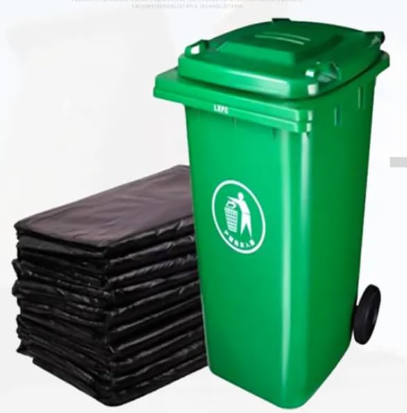 ECO CARE(10 kg -100 pcs) 80 x 110 cms Heavy Duty 50 Microns Disposable Black VIRGIN BIO-DEGRADABLE Plastic Garbage Bags for Large Size Outdoor Bins,