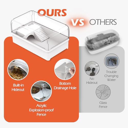 Azv HIDETANKS Turtle Tank Habitat Kit, Aquatic Tortoise Starter Enclosure With Hideout, Multi Function Area, Basking Platform Light, Drainage, Plant, Water Pump Filter, Aquarium Tank thumb #3