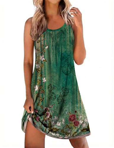 Image of Ekouaer Nightgowns for Women Sleeveless Sleepwear Tank Pleated Sleep Shirt